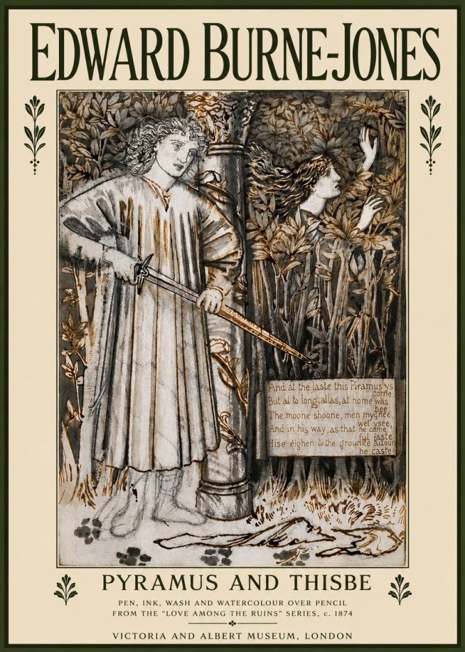 Edward Burne-Jones Pyramus and Thisbe No5 - Plakát