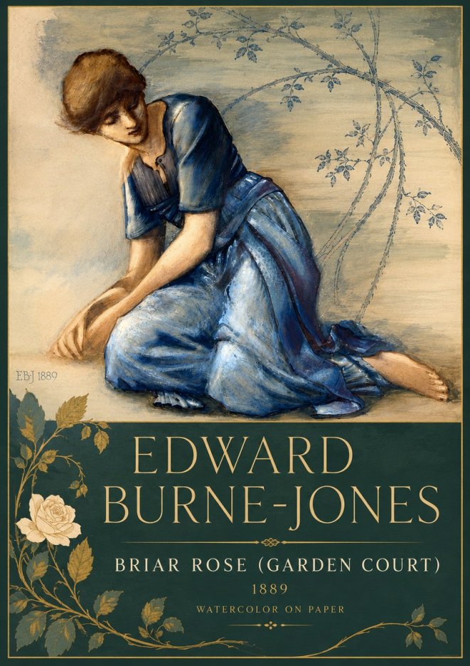 Edward Burne-Jones Briar Rose (Garden Court) No5 - Plakát