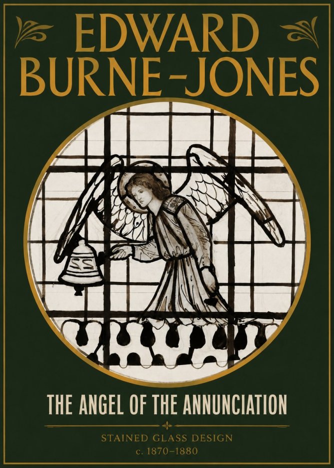 Edward Burne-Jones The Angel of the Annunciation (Stained Glass Design) No2 - Plakát