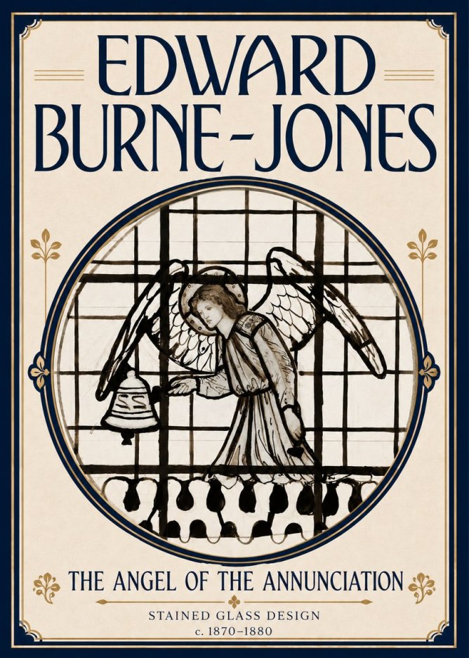 Edward Burne-Jones The Angel of the Annunciation (Stained Glass Design) No5 - Plakát