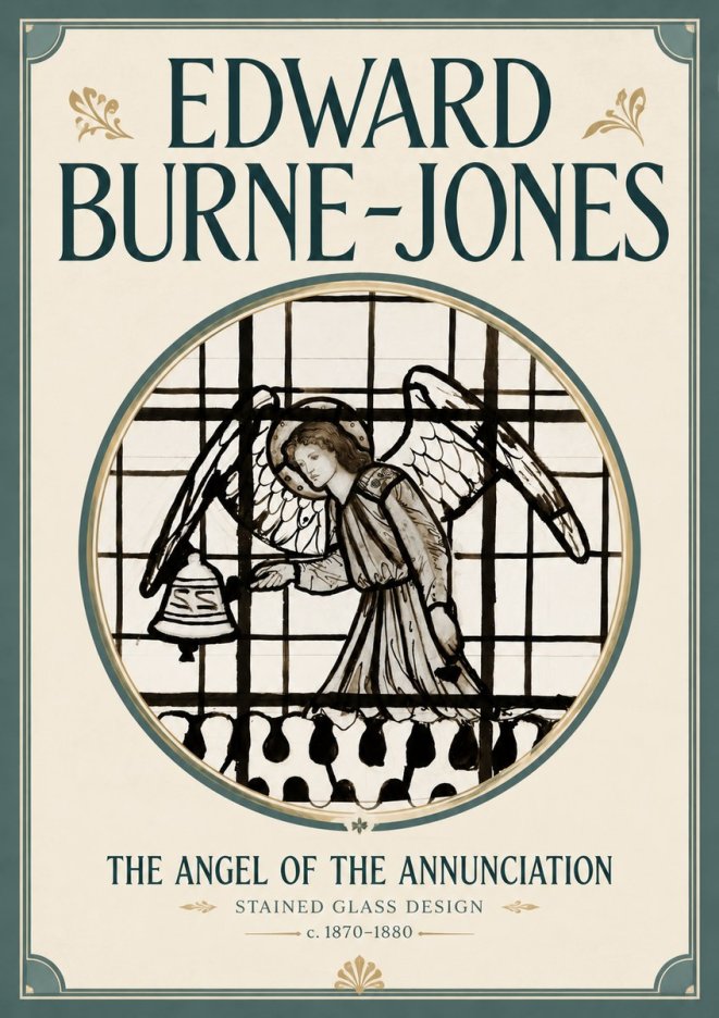 Edward Burne-Jones The Angel of the Annunciation (Stained Glass Design) No6 - Plakát