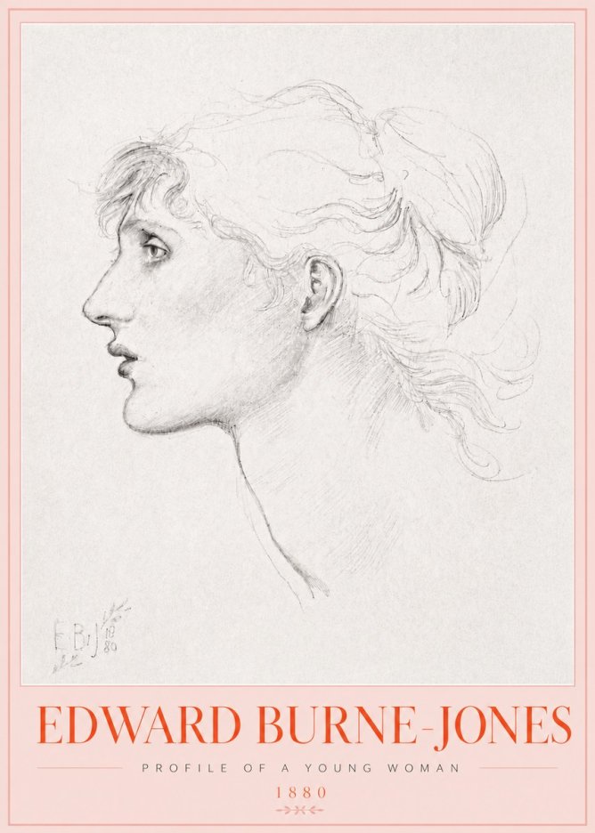 Edward Burne-Jones Profile of a Young Woman No3 - Plakát