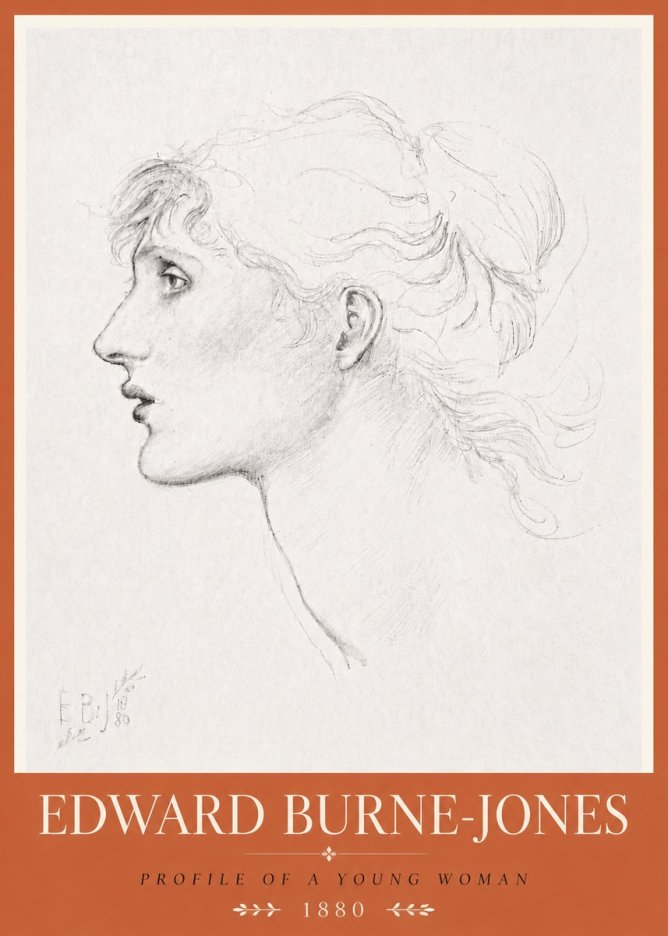 Edward Burne-Jones Profile of a Young Woman No6 - Plakát