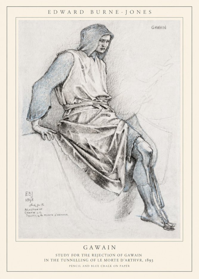 Edward Burne-Jones Gawain - Study for the Rejection of Gawain in the Tunnelling of Le Morte D'arthur, 1893 No1 - Plakát