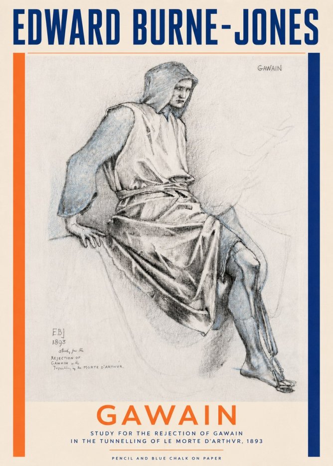 Edward Burne-Jones Gawain - Study for the Rejection of Gawain in the Tunnelling of Le Morte D'arthur, 1893 No5 - Plakát