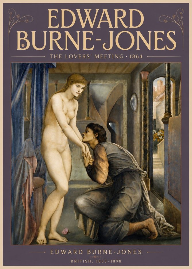 Edward Burne-Jones The Lovers' Meeting No6 - Plakát