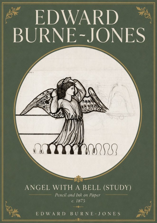 Edward Burne-Jones Angel with a Bell (Study) No4 - Plakát