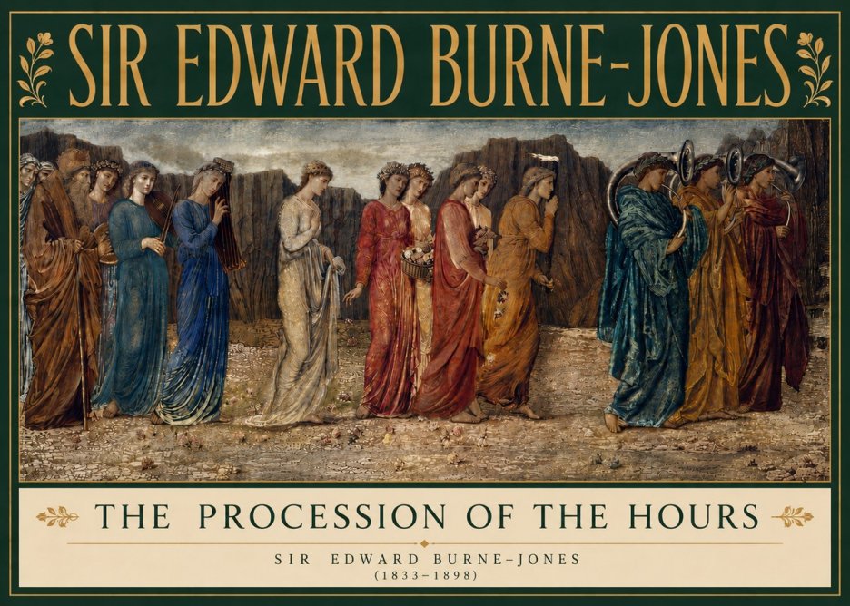 Edward Burne-Jones The Procession of the Hours No5 - Plakát