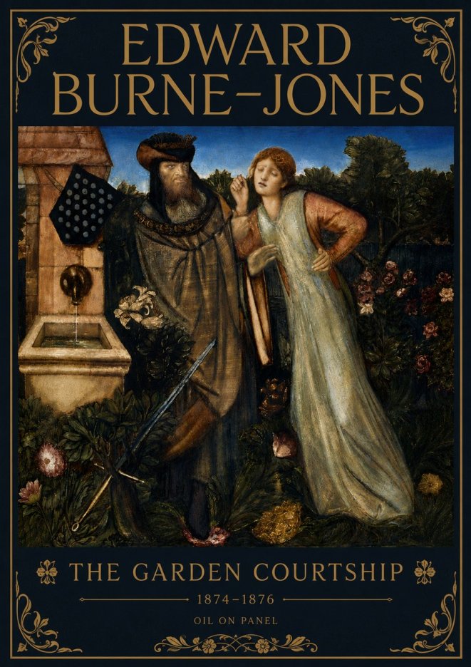 Edward Burne-Jones The Garden Courtship No6 - Plakát
