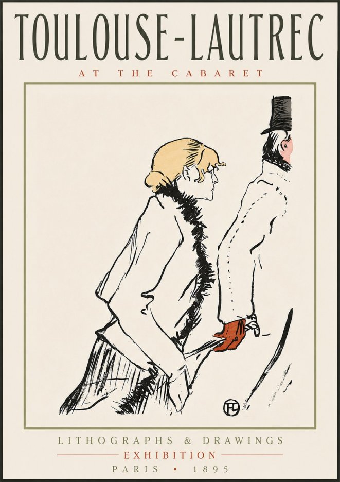Toulouse-Lautrec At the Cabaret No4 - Plakát