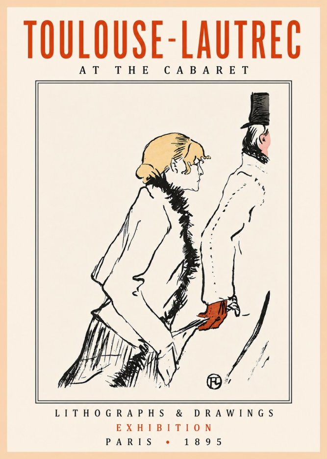 Toulouse-Lautrec At the Cabaret No5 - Plakát