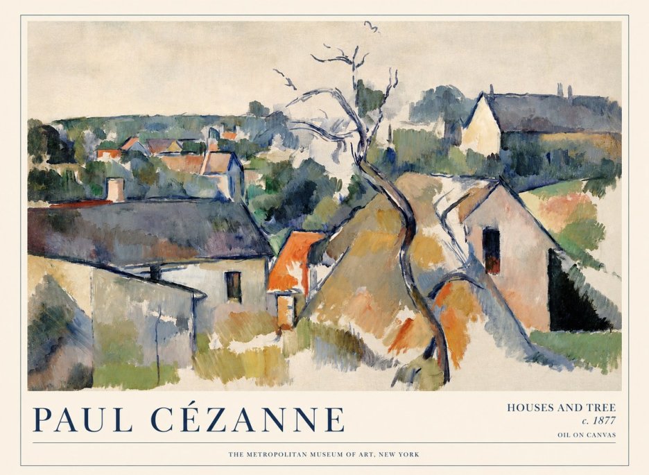 Paul Cézanne Houses and Tree No1 - Plakát