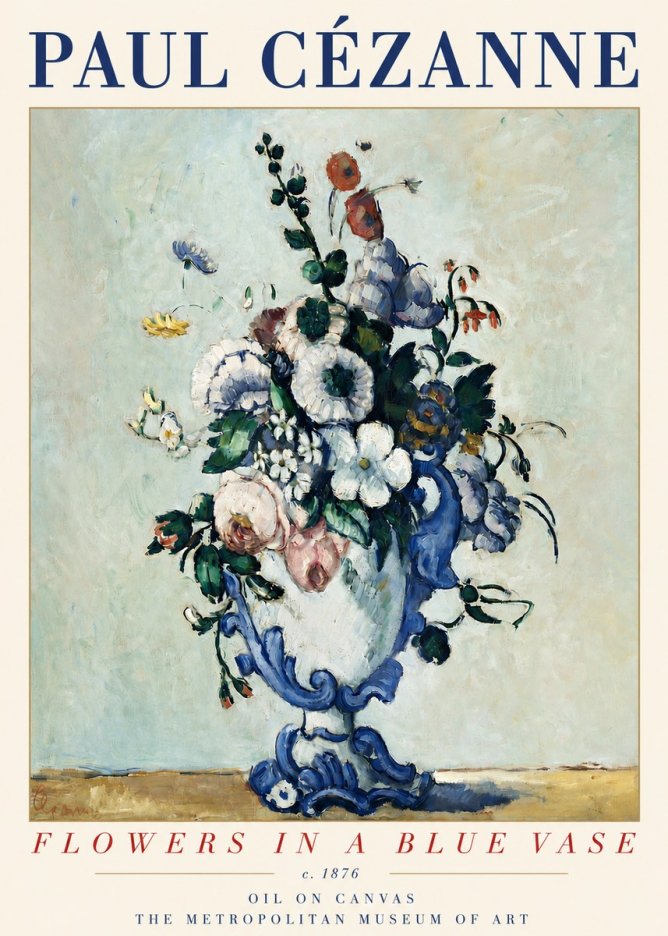 Paul Cézanne Flowers in a Blue Vase No3 - Plakát