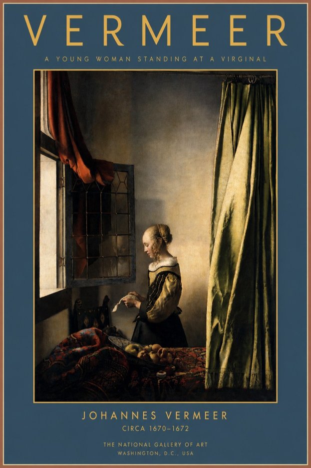 Vermeer A Young Woman Standing at a Virginal No2 - Plakát