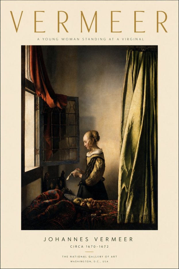 Vermeer A Young Woman Standing at a Virginal No4 - Plakát