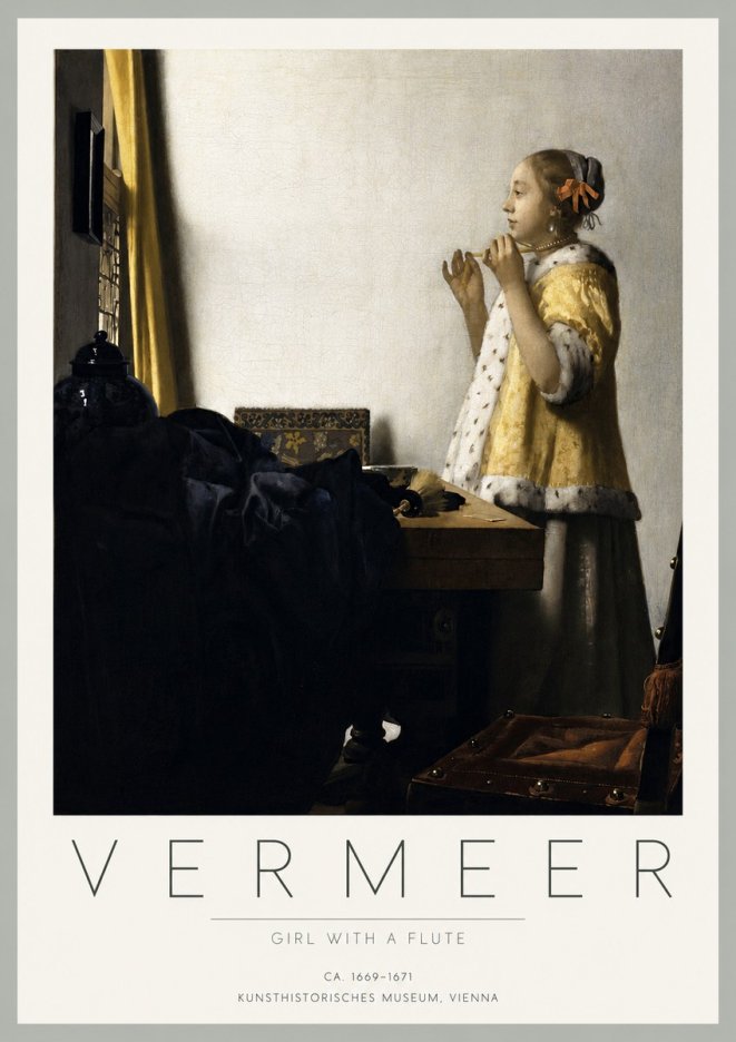 Vermeer Girl with a Flute No3 - Plakát