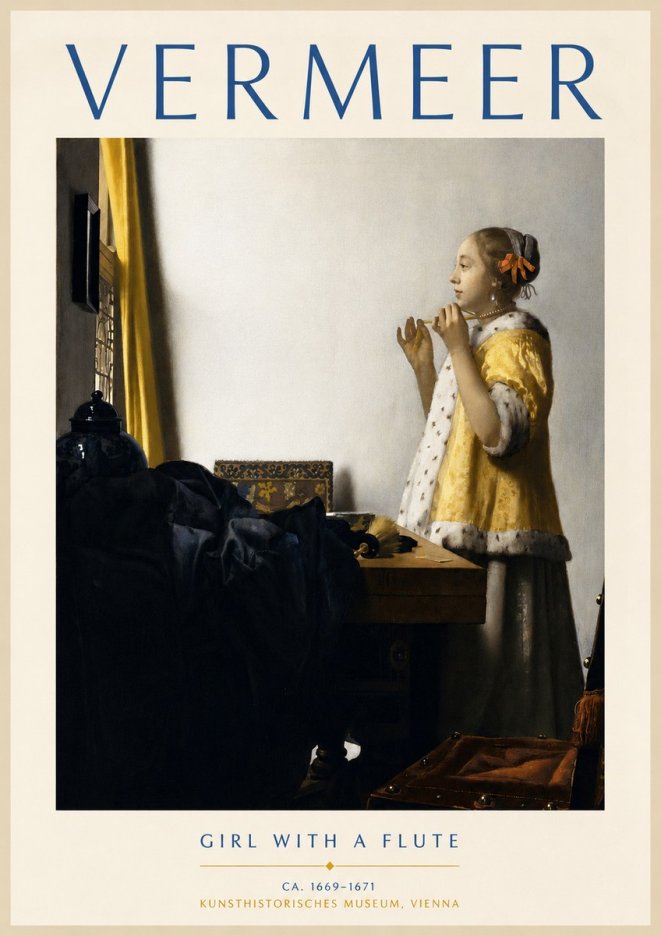 Vermeer Girl with a Flute No4 - Plakát