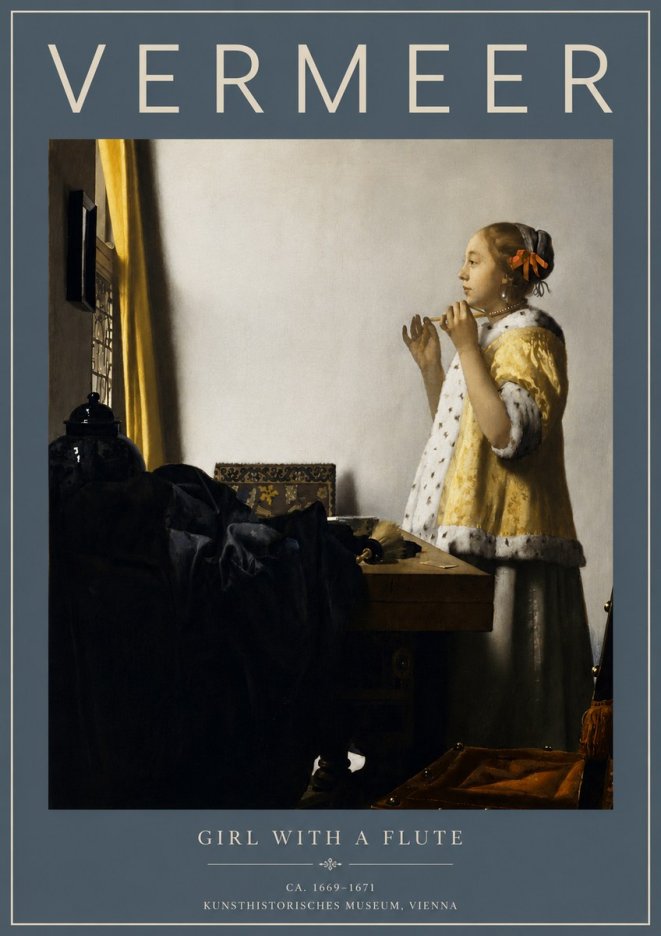 Vermeer Girl with a Flute No5 - Plakát