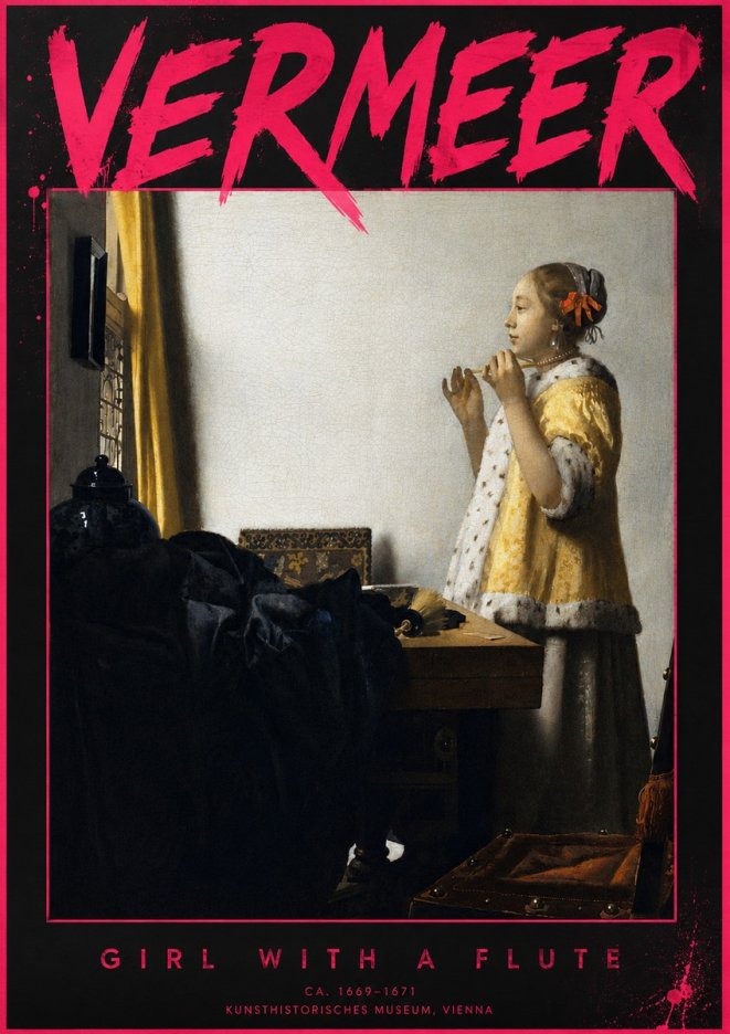 Vermeer Girl with a Flute No6 - Plakát
