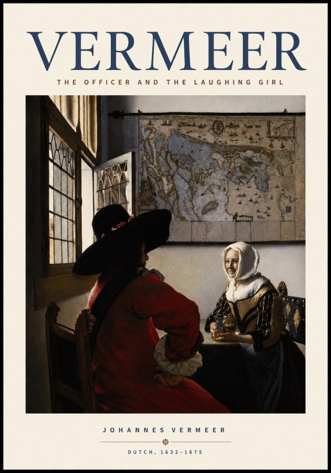 Vermeer The Officer and the Laughing Girl No2 - Plakát
