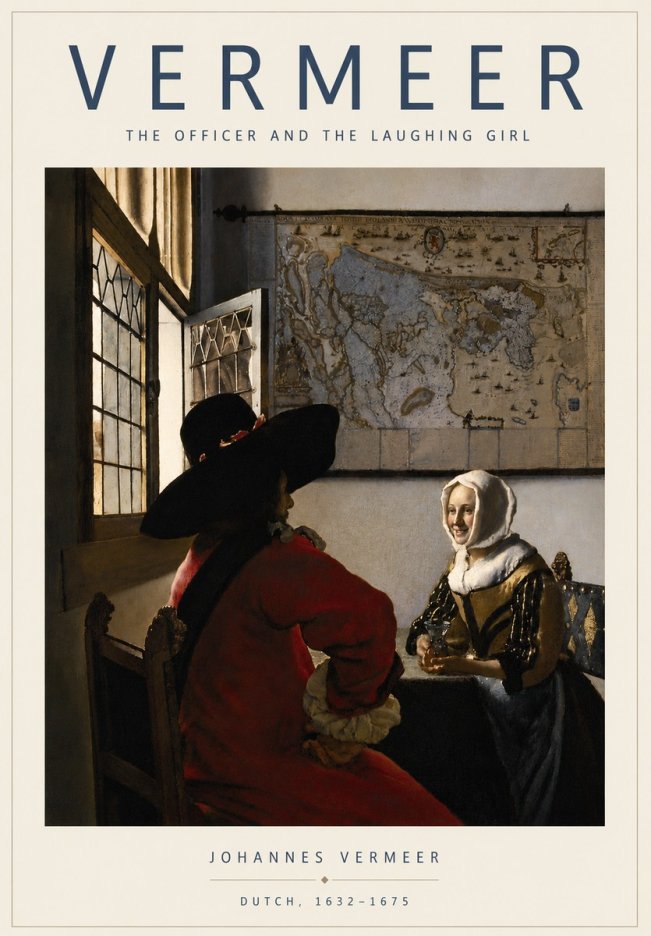 Vermeer The Officer and the Laughing Girl No4 - Plakát