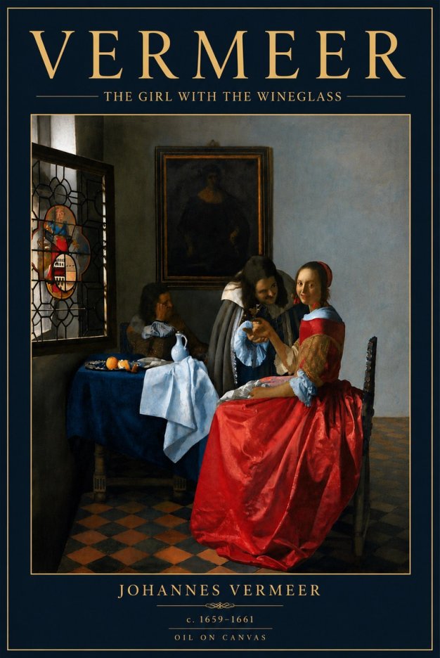 Vermeer The Girl with the Wineglass No6 - Plakát