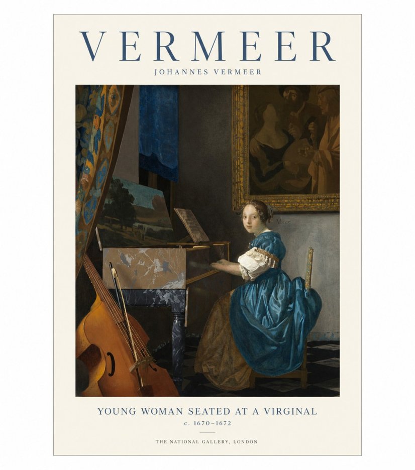 Vermeer Young Woman Seated at a Virginal No1 - Plakát