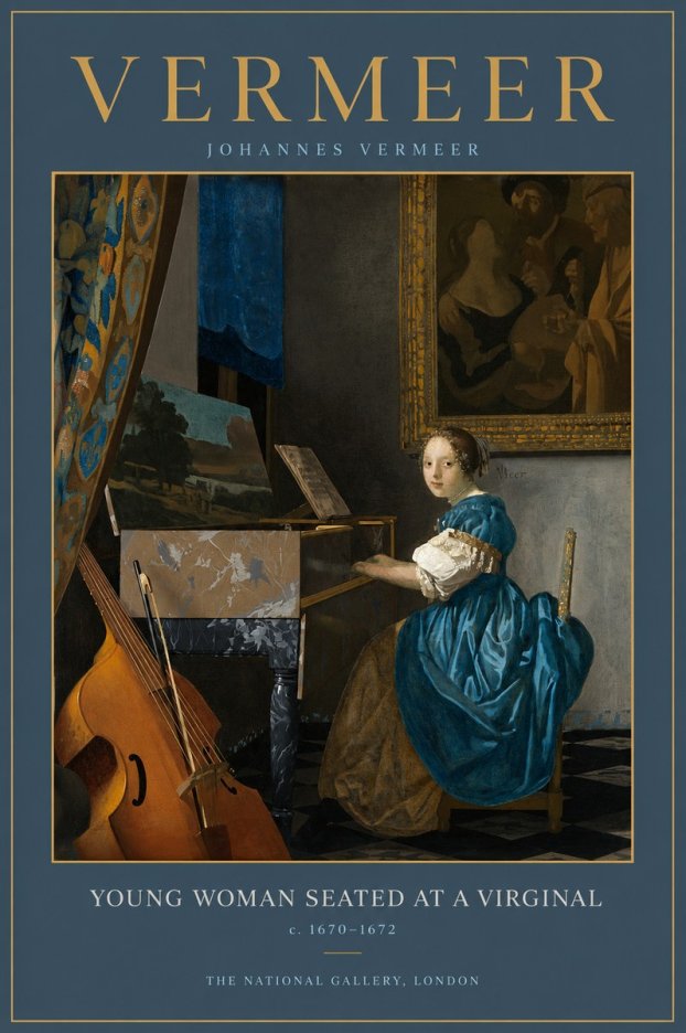 Vermeer Young Woman Seated at a Virginal No2 - Plakát