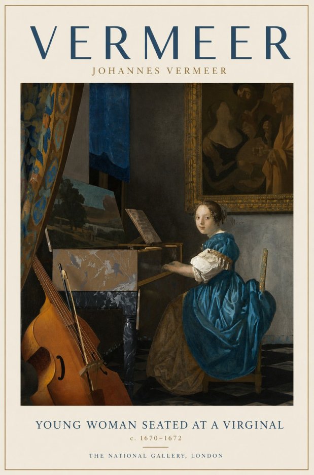 Vermeer Young Woman Seated at a Virginal No3 - Plakát