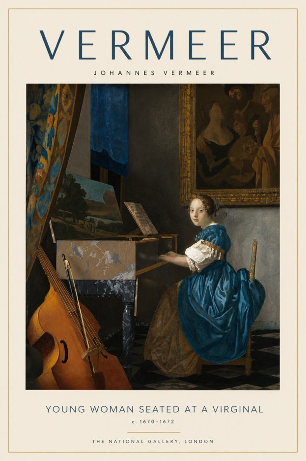 Vermeer Young Woman Seated at a Virginal No4 - Plakát