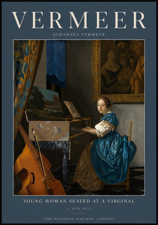 Vermeer Young Woman Seated at a Virginal No5 - Plakát