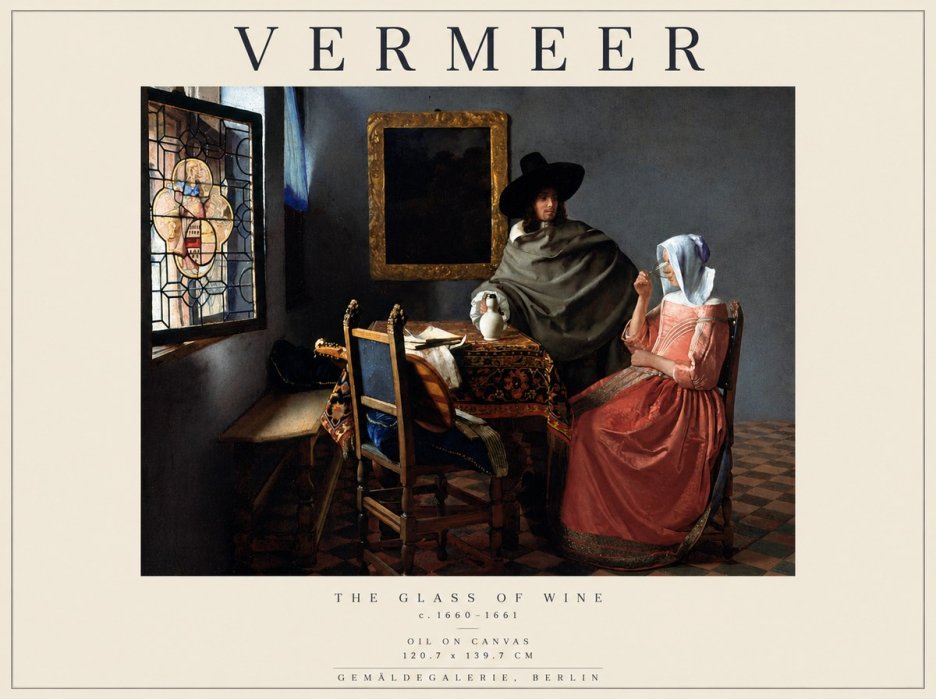 Vermeer The Glass of Wine No5 - Plakát