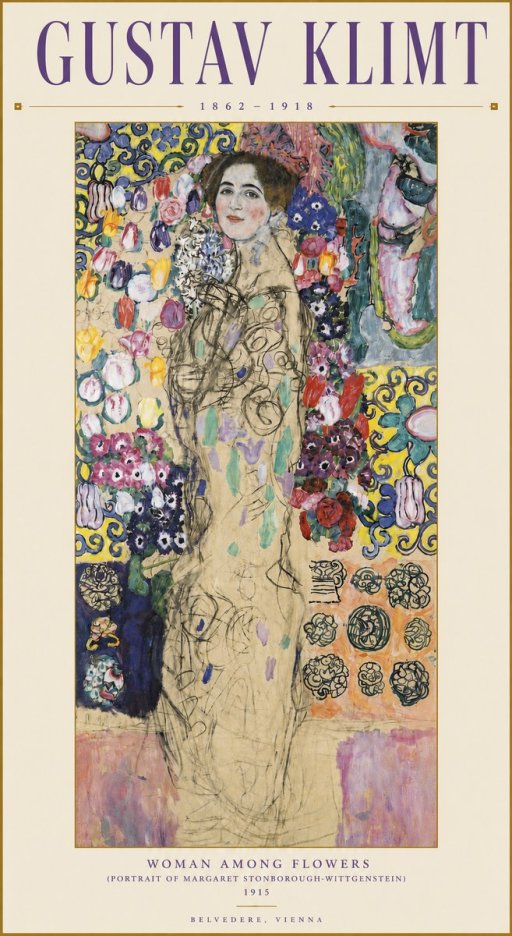 Klimt Woman Among Flowers No3 - Plakát