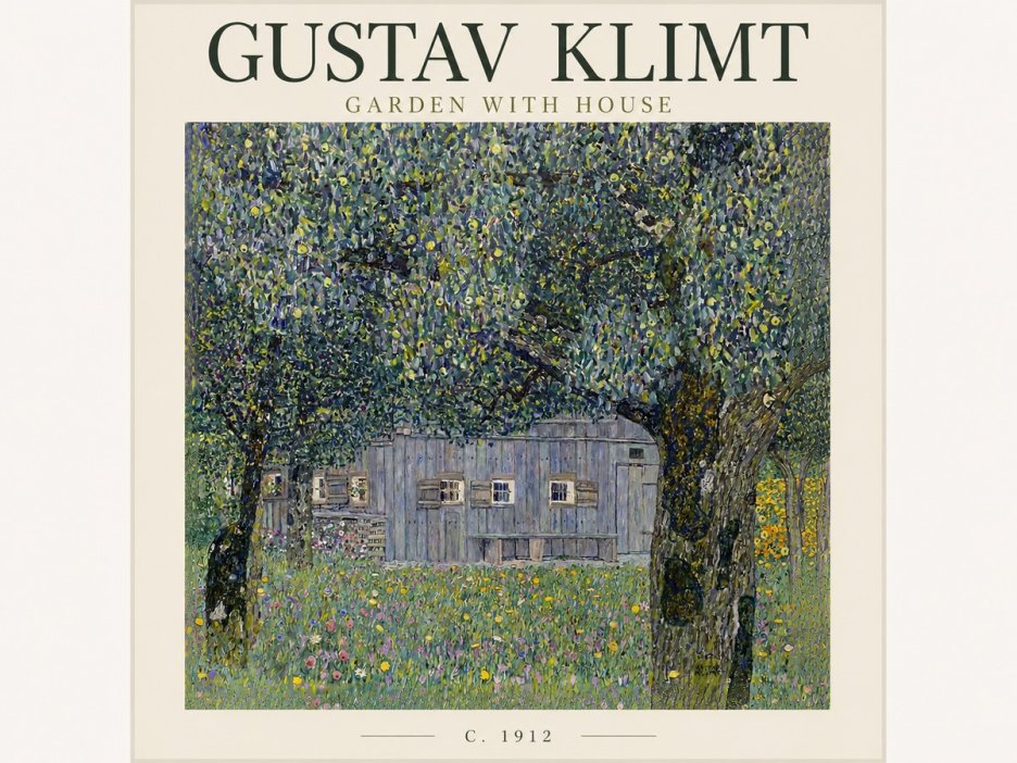 Klimt Garden with House No3 - Plakát