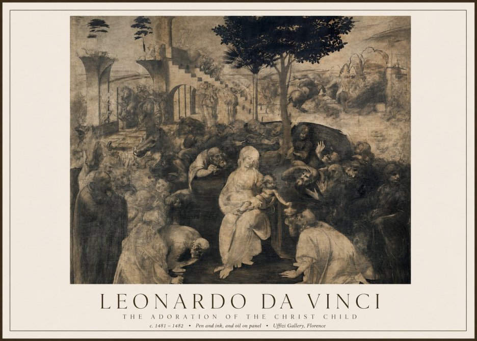 Leonardo da Vinci The Adoration of the Magi No5 - Plakát