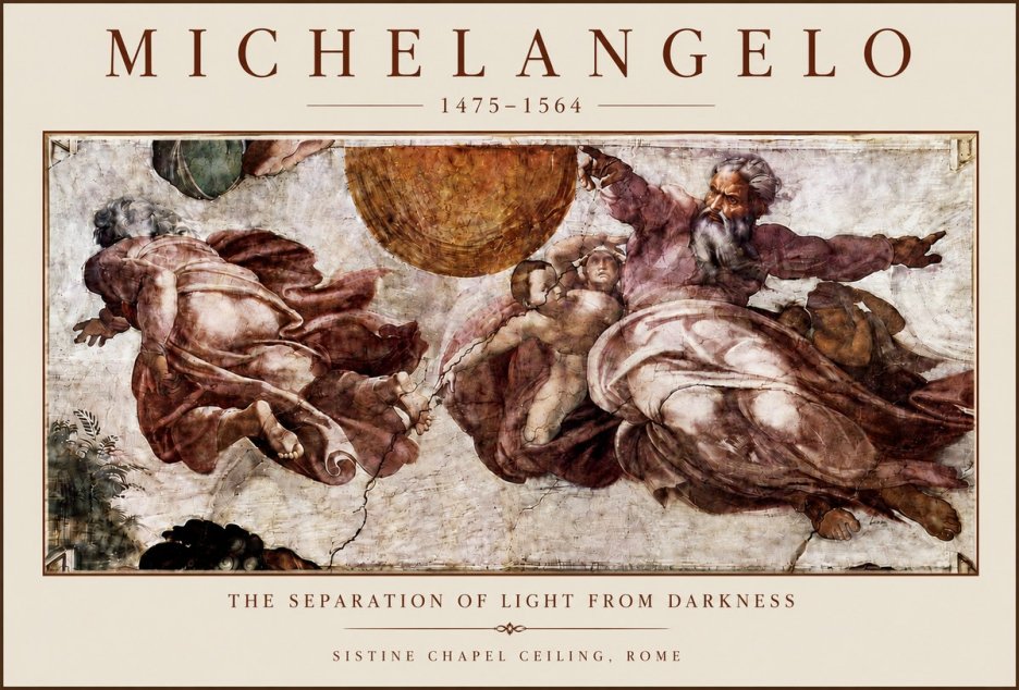 Michelangelo The Separation of Light from Darkness No5 - Plakát