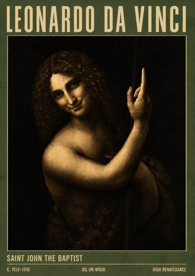 Leonardo da Vinci Saint John the Baptist No4 - Plakát