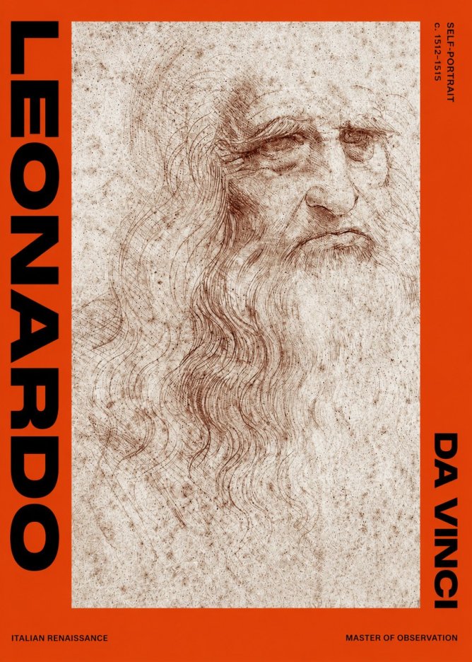 Leonardo da Vinci Self-portrait I No2 - Plakát
