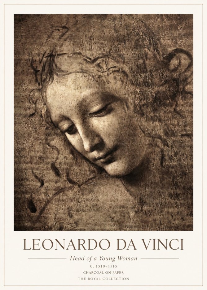 Leonardo da Vinci Head of a Young Woman II No1 - Plakát