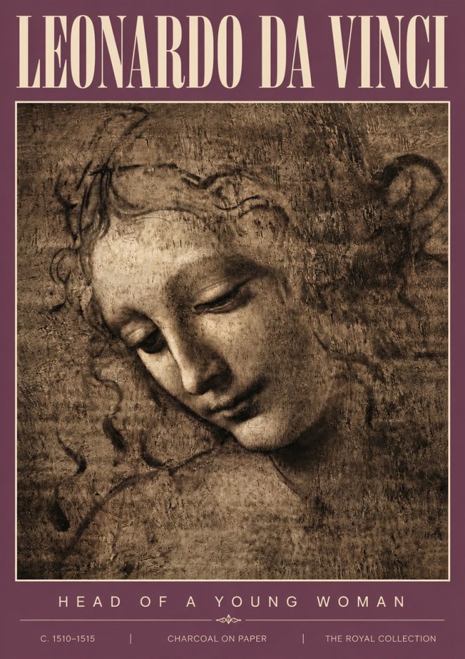Leonardo da Vinci Head of a Young Woman II No4 - Plakát