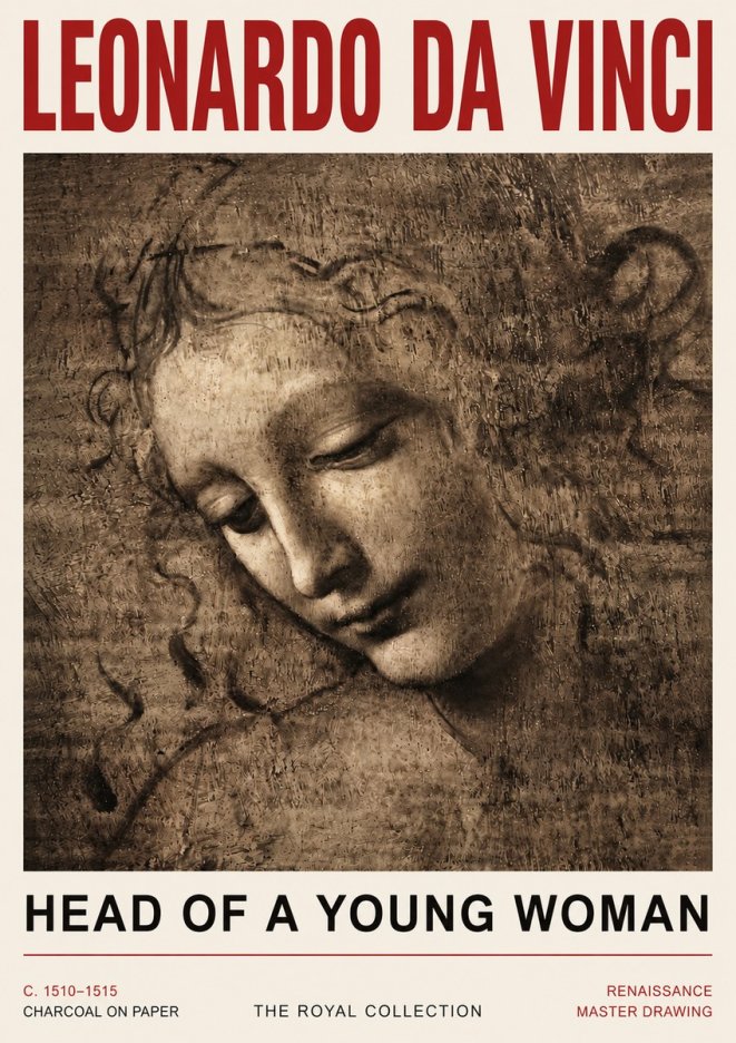 Leonardo da Vinci Head of a Young Woman II No5 - Plakát