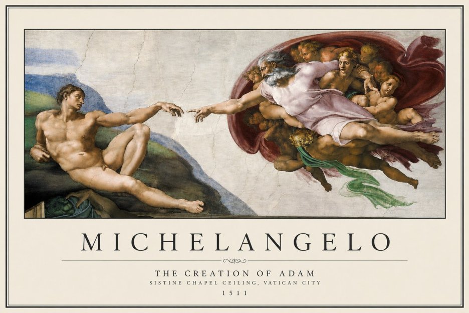 Michelangelo The Creation of Adam No3 - Plakát