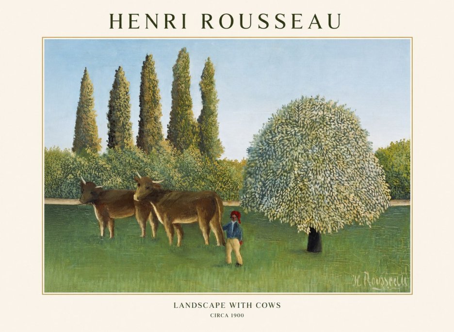 Rousseau Landscape with Cows No1 - Plakát