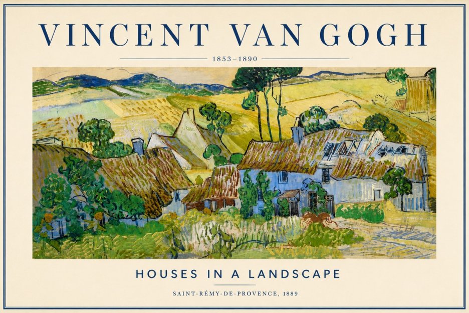 Van Gogh Houses in a Landscape No4 - Plakát