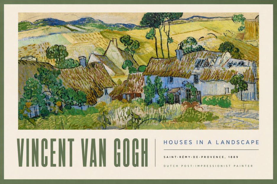 Van Gogh Houses in a Landscape No5 - Plakát