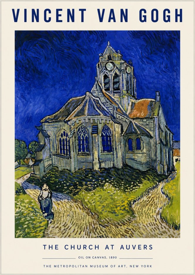 Van Gogh The Church at Auvers I No5 - Plakát