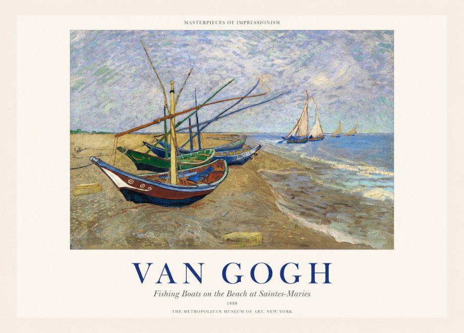 Van Gogh Fishing Boats on the Beach at Saintes-maries No1 - Plakát