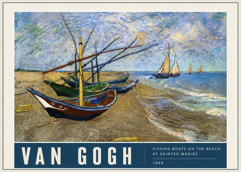 Van Gogh Fishing Boats on the Beach at Saintes-maries No3 - Plakát
