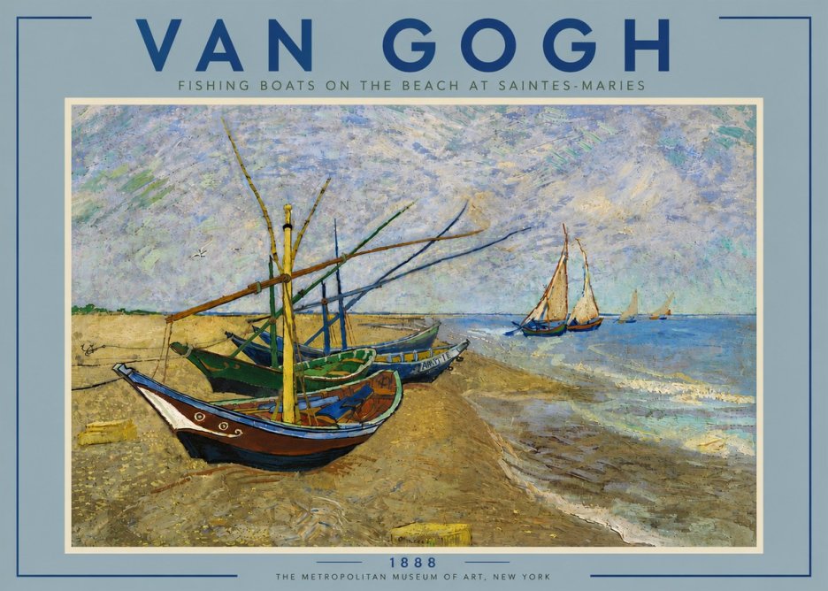 Van Gogh Fishing Boats on the Beach at Saintes-maries No6 - Plakát