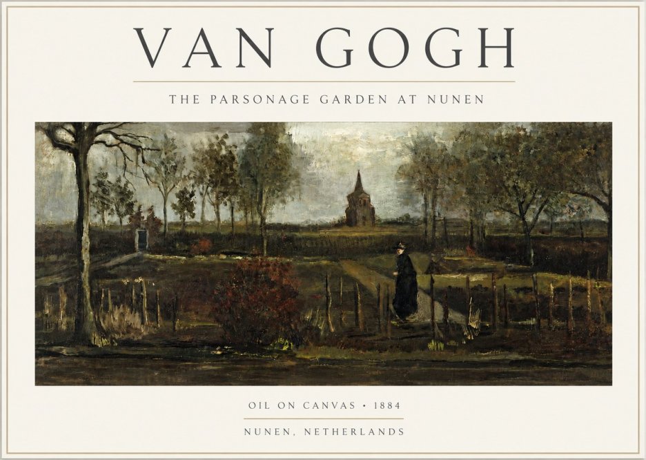 Van Gogh The Parsonage Garden at Nunen No3 - Plakát